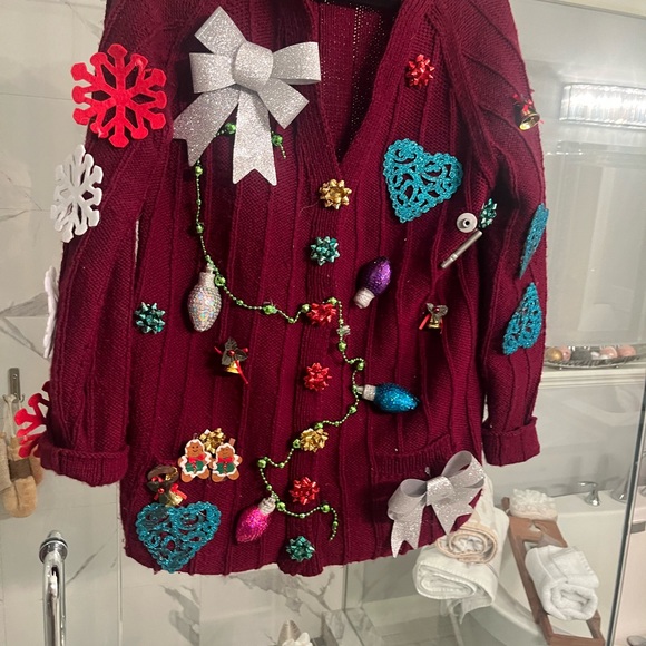 Oh my gosh a home made knit ugly Christmas sweater size large extra large 🎄 - Picture 14 of 17